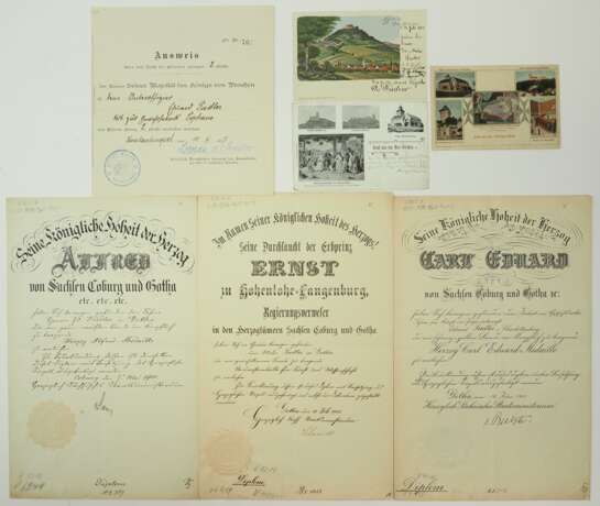 Sächsische Herzogtümer: Urkundennachlass des Porträt- und Kunstmalers, Lehrers für Kunst und Zeichenunterricht Eduard Fiedler. - photo 1