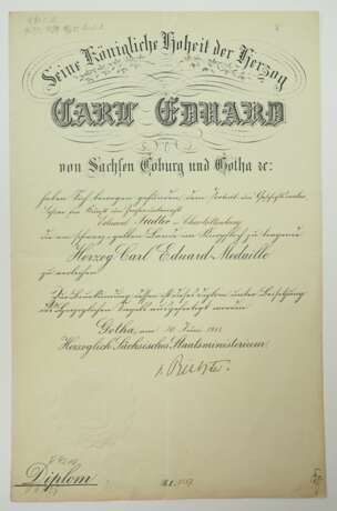 Sächsische Herzogtümer: Urkundennachlass des Porträt- und Kunstmalers, Lehrers für Kunst und Zeichenunterricht Eduard Fiedler. - photo 4