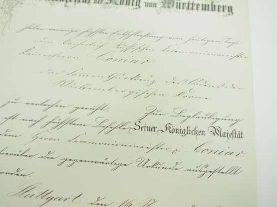 Württemberg: Orden der Württembergischen Krone, Komturkreuz Urkunde für den kaiserlich russischen Zeremonienmeister und Kammerherren. - photo 2