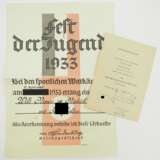 Demjansk Schild Urkunde für einen Unteroffizier der 3. Batt., Art. Regt. 30. - фото 2