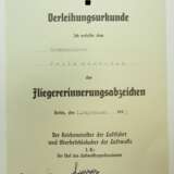 Dokumentennachlass eines Unteroffizier der 8./ KG Hindenburg 1 - Fliegererinnerungsabzeichen. - photo 3