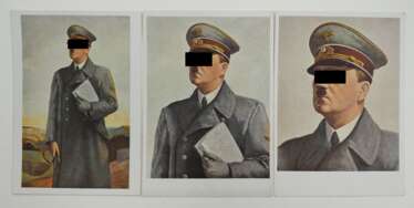3. Reich: Propaganda Postkarte &quot;Der Führer im Gelände&quot; - 3 Exemplare.