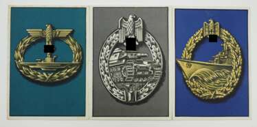 3. Reich: Propaganda Postkarte &quot;Symbole der Ehre&quot; - 3 Exemplare.