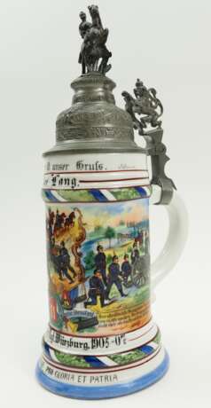 Bayern: Reservistenkrug eines Gefreiten der 5. Batt. Königlich Bayerisches 11. Feldartillerie-Regiment - Würzburg 1905/07 - Kaiser-Schießpreis 1906. - Foto 2