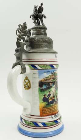 Bayern: Reservistenkrug eines Gefreiten der 5. Batt. Königlich Bayerisches 11. Feldartillerie-Regiment - Würzburg 1905/07 - Kaiser-Schießpreis 1906. - Foto 4