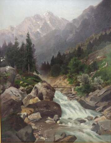 Böttger, Rudolf (1887-1973): Reißender Gebirgsbach mit schneebedeckten Bergspitzen. - photo 1