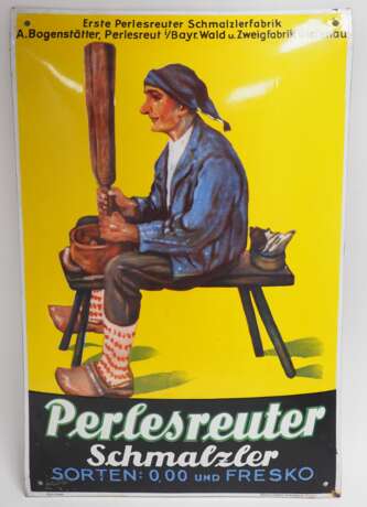 Reklame-Emailleschild: Perlesreuter Schmalzler - photo 1