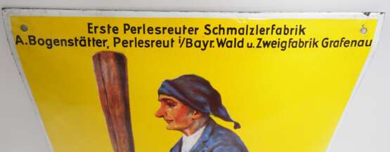 Reklame-Emailleschild: Perlesreuter Schmalzler - photo 2