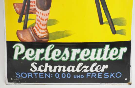 Reklame-Emailleschild: Perlesreuter Schmalzler - photo 3