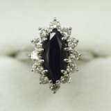 Weißgold Ring mit Saphir und Diamant Besatz. - photo 1