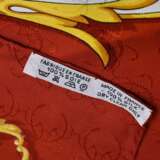 Hermès Seiden Carré "La Clé des Champs", rot-gold, Entw.: Françoise Façonnet 2011, gerollter Rand, 90x90cm - Foto 5
