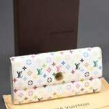 Louis Vuitton Portemonnaie "Takashi Murakami" in Monogram Canvas white Multicolor, innen türkisfarben, Original Staubbeutel und Box, 19x10cm, Gebrauchsspuren - Foto 1