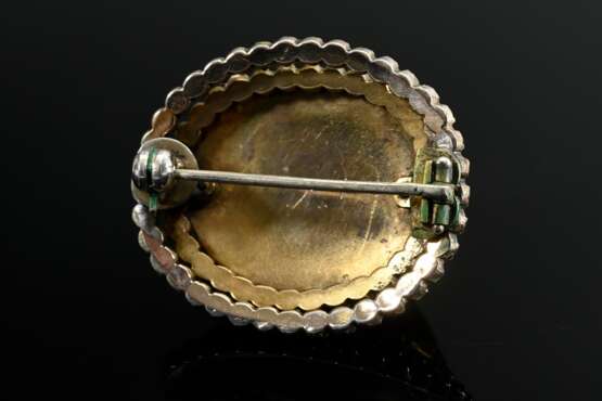 Granat Tombak Nadel mit großem Cabochon im Doppelkranz, 8,4g, 2,7x2,5cm - photo 2