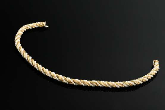 Gelbgold 750 Twist Kordelcollier mit Zuchtperlen (Ø 3mm), Italien, 54,9g L. 43cm, Kordel Ø 9mm - Foto 3