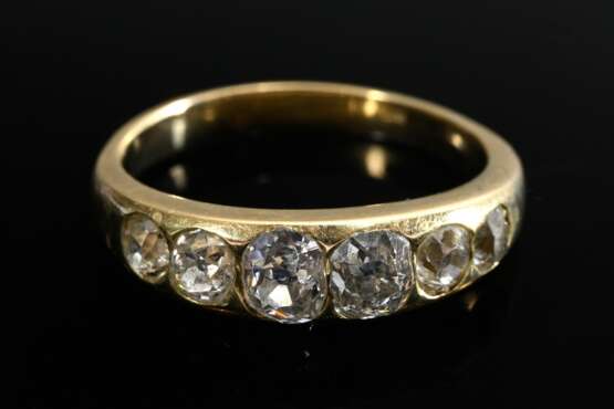 Schmaler Gelbgold 585 Bandring mit 6 Altschliff Diamanten (zus. ca. 1.05ct/SI-P1), 3,5g, Gr. 56 - Foto 3