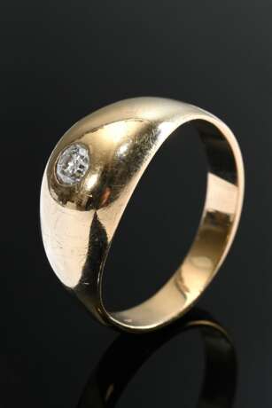 Klassischer Gelbgold 585 Bandring mit Brillant (ca. 0.20ct/SI/W), 4,8g, Gr. 66 - фото 1