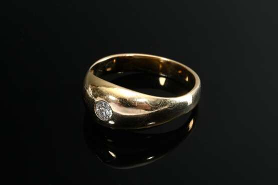 Klassischer Gelbgold 585 Bandring mit Brillant (ca. 0.20ct/SI/W), 4,8g, Gr. 66 - фото 2