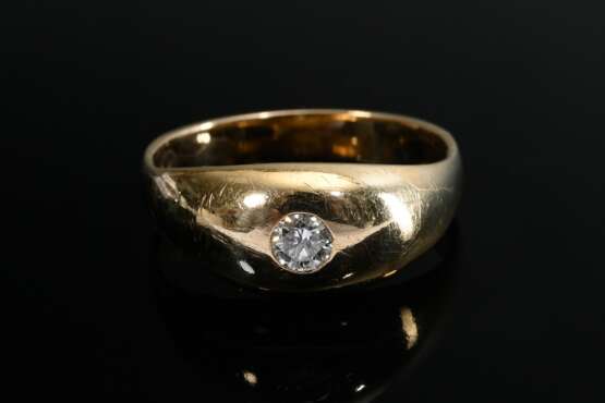 Klassischer Gelbgold 585 Bandring mit Brillant (ca. 0.20ct/SI/W), 4,8g, Gr. 66 - фото 3