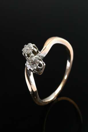Rotgold 585 „Toi et moi“ Ring mit Altschliffdiamant und Brillant (zus. ca. 0.23ct/P1/TCR), 2,4g, Gr. 54 - Foto 1