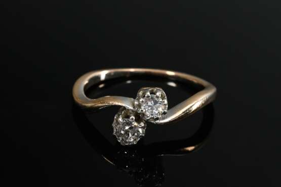 Rotgold 585 „Toi et moi“ Ring mit Altschliffdiamant und Brillant (zus. ca. 0.23ct/P1/TCR), 2,4g, Gr. 54 - Foto 3