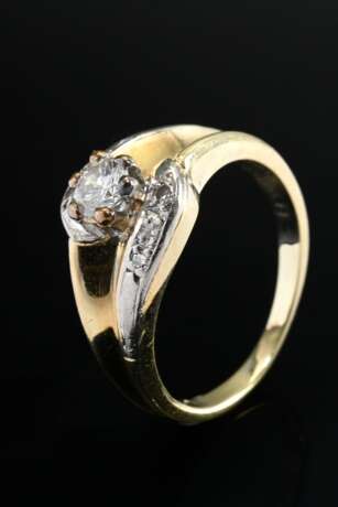Gelbgold 585 und Platin Ring mit Brillant und Achtkantdiamanten (zus. ca. 0.25ct/VVSI/W), Mariage, 6,1g, Gr. 56 - фото 1