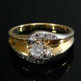 Gelbgold 585 und Platin Ring mit Brillant und Achtkantdiamanten (zus. ca. 0.25ct/VVSI/W), Mariage, 6,1g, Gr. 56 - фото 3