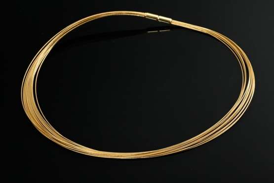 Mehrsträngiges Gelbgold 750 Drahtcollier mit Bajonettschließe, 19,1g, L. 42cm - photo 1 Mehrsträngiges Gelbgold 750 Drahtcollier mit Bajonettschließe, 19,1g, L. 42cm - photo 1