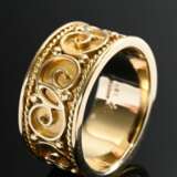 Breiter Gelbgold 585 Bandring mit aufgelegtem Ornament, Kügelchen und Kordelfries, Domgoldschmiede Meldorf, 9,9g, Gr. 56 - photo 1