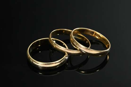 3 Diverse Gelbgold 585 Trauringe, zus. 6,8g, Gr. 54/56/57,5 - фото 1