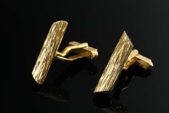 Paar Gelbgold 750 Manschettenknöpfe mit Borkenmuster, 14,7g, L. 2,7cm - фото 3