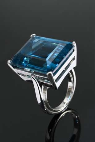 Platin 950 Ring mit London Topas im Treppenschliff (ca. 38ct, bestrahlt), 21,5g, Gr. 61, Ringschiene mit eingearbeiteter Verkleinerungsspange - photo 1