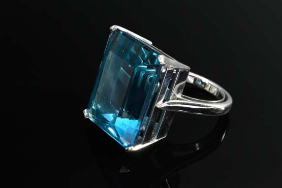 Platin 950 Ring mit London Topas im Treppenschliff (ca. 38ct, bestrahlt), 21,5g, Gr. 61, Ringschiene mit eingearbeiteter Verkleinerungsspange - photo 2