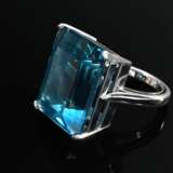 Platin 950 Ring mit London Topas im Treppenschliff (ca. 38ct, bestrahlt), 21,5g, Gr. 61, Ringschiene mit eingearbeiteter Verkleinerungsspange - photo 2
