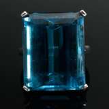 Platin 950 Ring mit London Topas im Treppenschliff (ca. 38ct, bestrahlt), 21,5g, Gr. 61, Ringschiene mit eingearbeiteter Verkleinerungsspange - photo 3