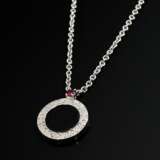 Bulgari Silber 925 "Save the children" Anhänger mit Onyxplatte und kleinem Rubin (ca. 0.07ct) an Kette, mit Box und Authenticity Card, 7,2g, verstellbare L. 38,5-42,5cm - photo 2