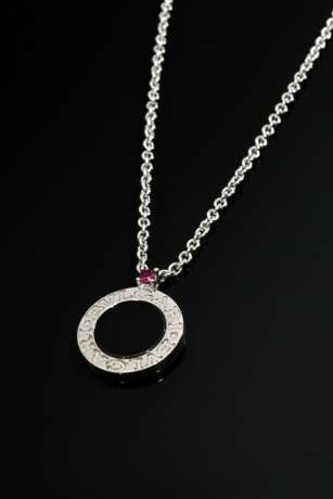 Bulgari Silber 925 "Save the children" Anhänger mit Onyxplatte und kleinem Rubin (ca. 0.07ct) an Kette, mit Box und Authenticity Card, 7,2g, verstellbare L. 38,5-42,5cm - photo 2