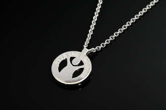 Bulgari Silber 925 "Save the children" Anhänger mit Onyxplatte und kleinem Rubin (ca. 0.07ct) an Kette, mit Box und Authenticity Card, 7,2g, verstellbare L. 38,5-42,5cm - photo 3
