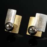 Paar Bicolor Gold 750 Süßwasserzuchtperlen Ohrstecker mit Gelbgold 585/333 Stoppern, 5,5g, 1,7x1,3cm - Foto 1