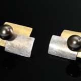 Paar Bicolor Gold 750 Süßwasserzuchtperlen Ohrstecker mit Gelbgold 585/333 Stoppern, 5,5g, 1,7x1,3cm - Foto 2