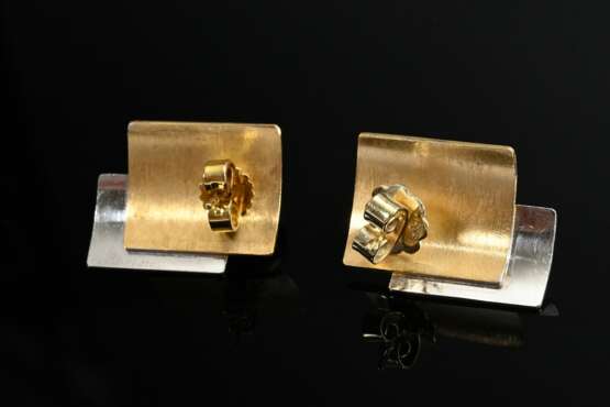 Paar Bicolor Gold 750 Süßwasserzuchtperlen Ohrstecker mit Gelbgold 585/333 Stoppern, 5,5g, 1,7x1,3cm - Foto 3