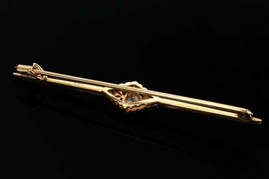 Platinierte Gelbgold 585 Stabnadel mit Diamanten im Alt- und Rosenschliff (zus. ca. 0.12ct/SI-P1/TCR), 2,8g, L. 5,9cm - фото 2