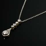 Zartes Art Deco Collier mit platiniertem Gelbgold 585 Diamant Anhänger im Alt-, Achtkant- und Rosenschliff (zus. ca. 0.30ct/SI-P1/W) an Silberkette, 2,5g, L. 45cm - photo 1