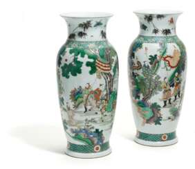 Pair of large shoulder vases with figures
