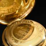Gelbgold 750 Taschenuhr, Handaufzug, Ankerhemmung, weißes Emaille Zifferblatt mit Minutenindizes und römischen Ziffern, kleine Sekunde bei 6, Breguet Zeiger, Mineralglas, sign. "H(enr)i Grandjean & Compagnie, Lo… - Foto 5