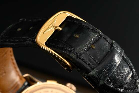 Longines Roségold 750 „Flagship“ Chronograph Armbanduhr, Automatic, Datum, Stoppeinrichtung, Sekundenzähler, Saphirglas, Strichindizes, Nr. 32983324 und L 4 756 8, schwarzes Krokoband mit vergoldeter Dornschließe, 77,6g,… - Foto 4