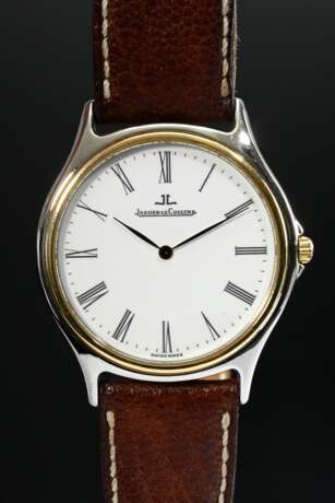 Jaeger-LeCoultre Edelstahl "Heraion" Armbanduhr, Quartzwerk, Gold Lünette, Saphirglas, weißes Zifferblatt, Ref. Nr. 112.5.09, braunes Lederarmband mit Wempe Dornschließe, 34g, Ø 34mm, L.18,5cm, gangbar (keine G… - photo 1