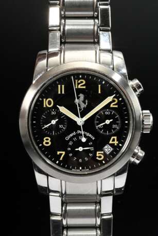 Girard Perregaux Edelstahl "Ferrari" Chronograph, Automatik, Ref. Nr. 8020, TDF 97, LUV Yacco, schwarzes Zifferblatt, Edelstahlarmband, 145g, 45x38mm, L. 18cm, Original Box und Papiere, leichte Tragespuren, gan… - фото 1