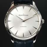Jaeger-LeCoultre Edelstahl "Master Ultra Thin" Armbanduhr, Automatik, graues Zifferblatt, Ref. Nr. Q1338421, blaues Krokolederarmband mit Original Dornschließe, 51g, Ø 41mm, L. 20,5cm, gangbar (keine Garantie a… - photo 1