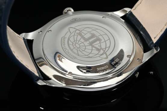 Jaeger-LeCoultre Edelstahl "Master Ultra Thin" Armbanduhr, Automatik, graues Zifferblatt, Ref. Nr. Q1338421, blaues Krokolederarmband mit Original Dornschließe, 51g, Ø 41mm, L. 20,5cm, gangbar (keine Garantie a… - photo 3