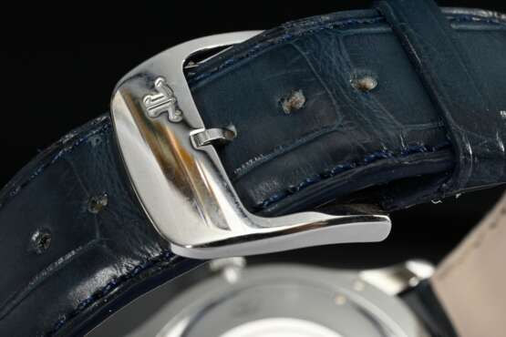 Jaeger-LeCoultre Edelstahl "Master Ultra Thin" Armbanduhr, Automatik, graues Zifferblatt, Ref. Nr. Q1338421, blaues Krokolederarmband mit Original Dornschließe, 51g, Ø 41mm, L. 20,5cm, gangbar (keine Garantie a… - photo 4